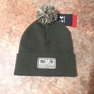 New. Under Armour Utah Utes Olive Freedom Pom Knit Beanie.